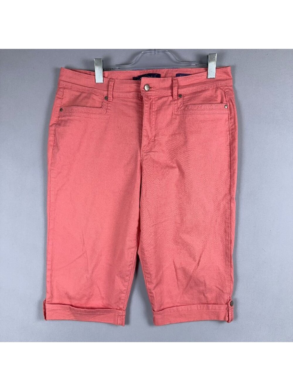 Gloria Vanderbilt Shorts Size 14 Coral Pink Capri Skimmer Roll cuff